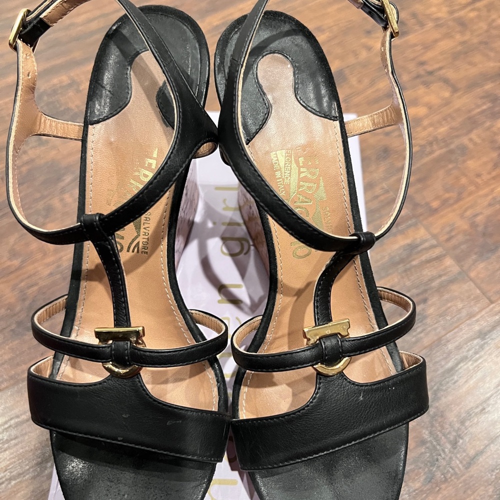 Salvatore Ferragamo Black Leather Women's Sandals